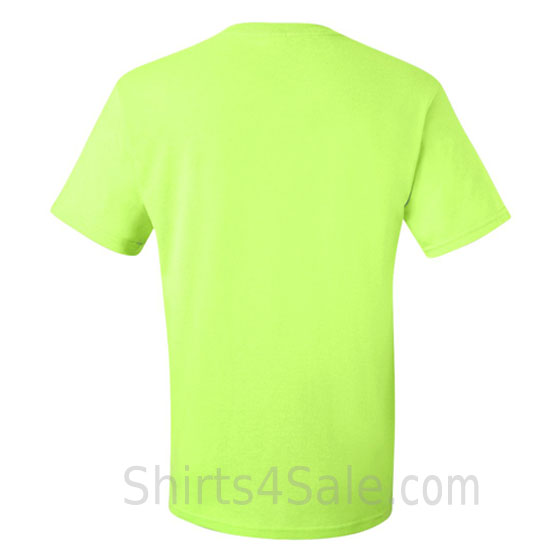 Neon green heavyweight durable fabric mens tshirt back view