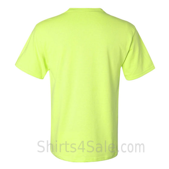 neon green heavyweight durable fabric men's tshirt with a pocket back view