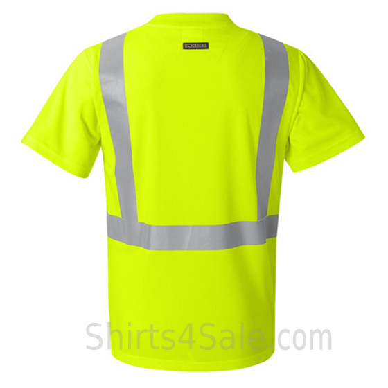 neon green high performance reflective tape t shirt back view