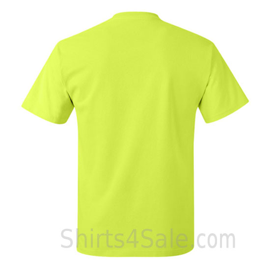 neon green neck tag-free men's t shirt back view