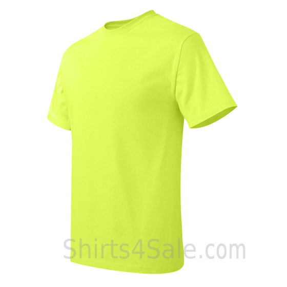neon green neck tag-free men's t shirt side view