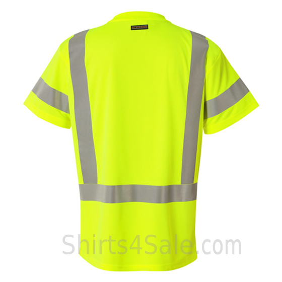 neon green work in safety short sleeve t shirt back view