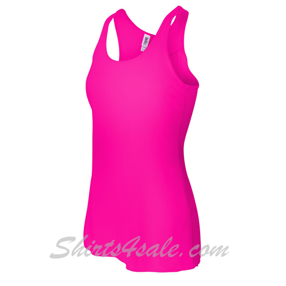 Neon Pink Ladies' Flowy Racerback Tank side view