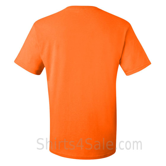 orange heavyweight durable fabric mens tshirt back view