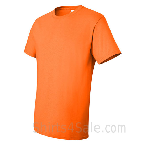 orange heavyweight durable fabric mens tshirt side view