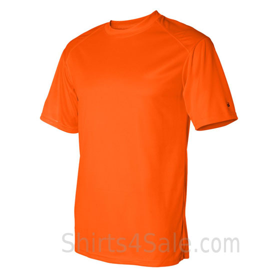 orange t-shirt with sport shoulders side view