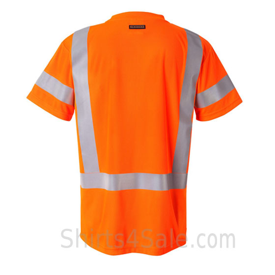 orange work in safety short sleeve t shirt back view