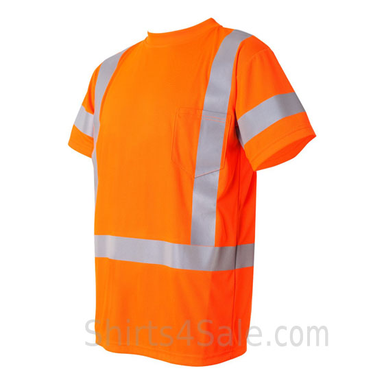 orange work in safety short sleeve t shirt side view