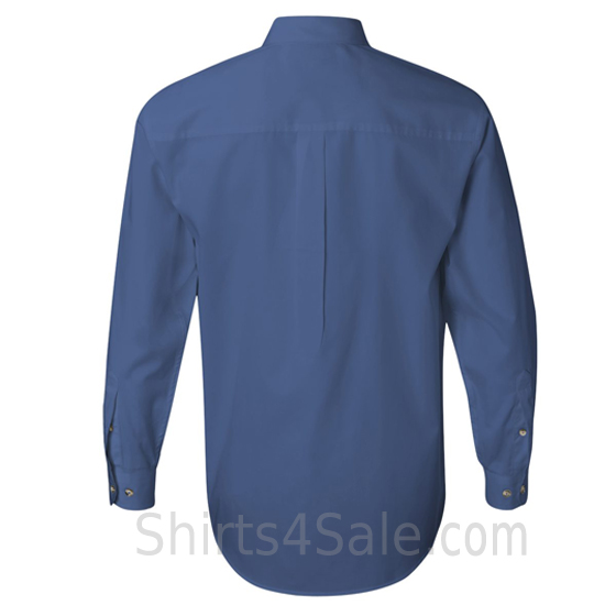 pacific blue long sleeve stain Resistant mens dress shirt back view