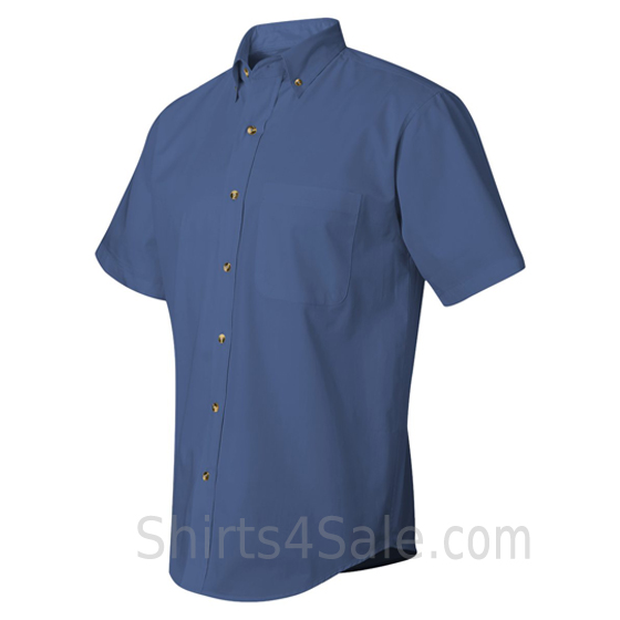 pacific blue short sleeve stain resistant dress shirt side view