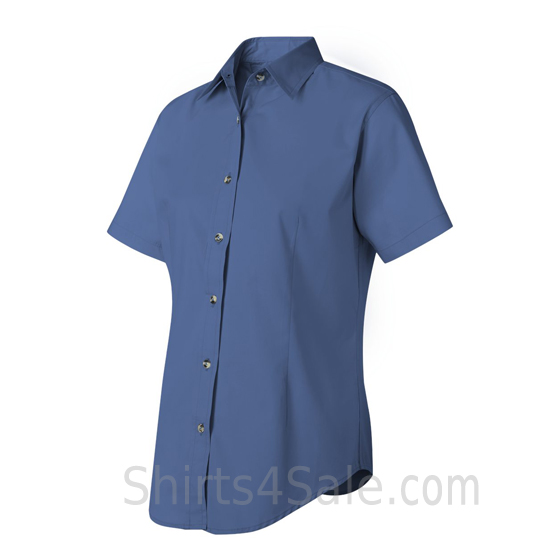 Pacific Blue Women's Stain Resistant Short Sleeve Shirt side view