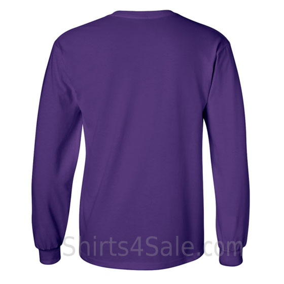 purple cotton long sleeve mens tee shirt back view