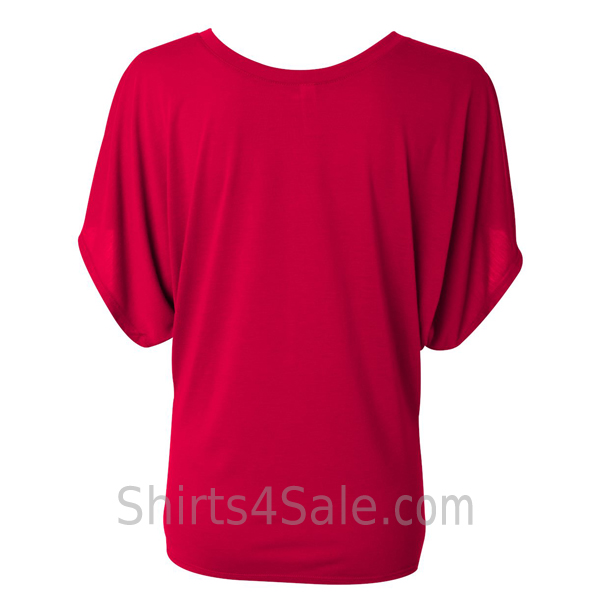 Red Women's Dolman Draped Shirt back view