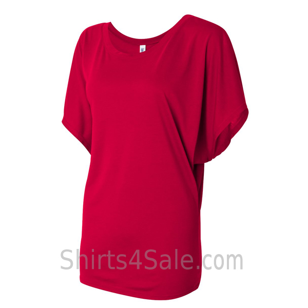 Red Women's Dolman Draped Shirt side view