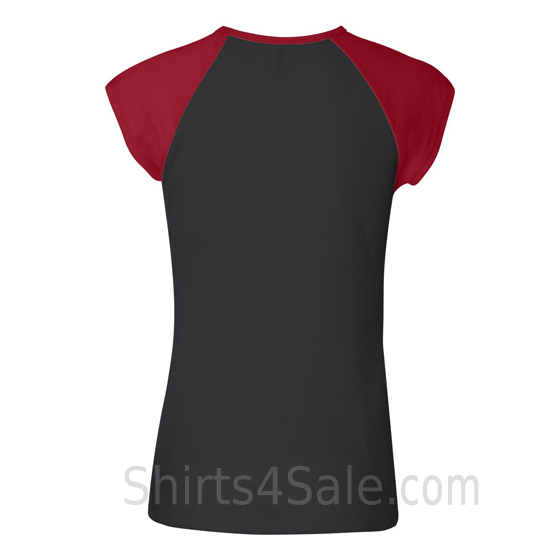 Red Cap Sleeve Black Women's 2Color Tee Shirt back view