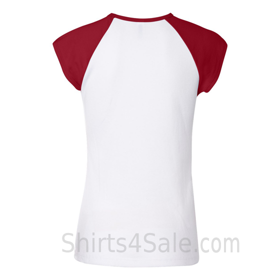 Red Cap Sleeve White Women's 2Color Tee Shirt back view