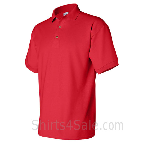 red cotton polo shirt for men side view