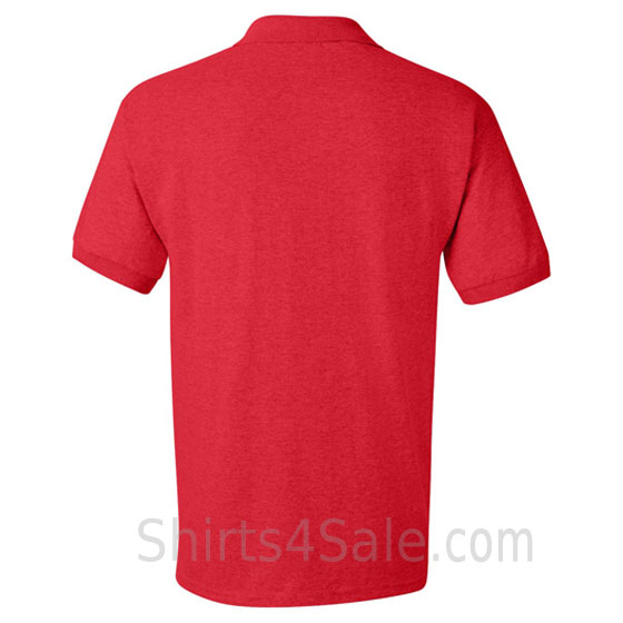 red dry blend jersey mens sport polo shirt back view