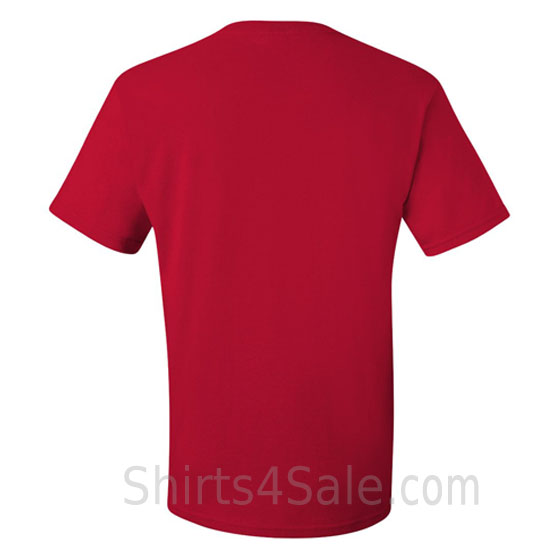 red heavyweight durable fabric mens tshirt back view