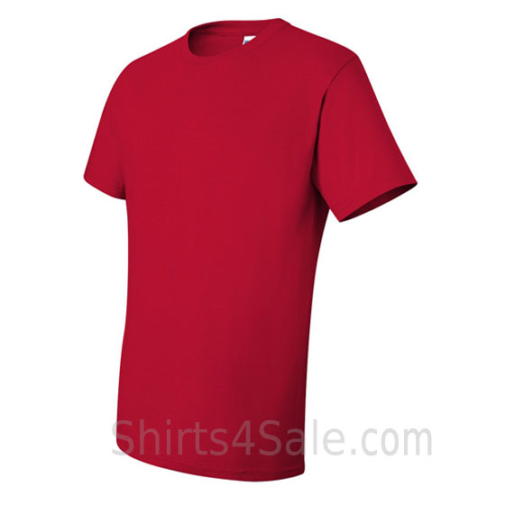 red heavyweight durable fabric mens tshirt side view