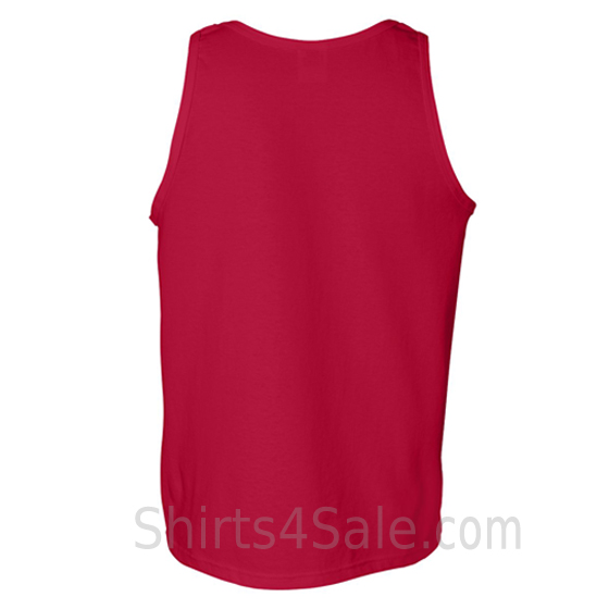 red heavyweight tank top for men back view