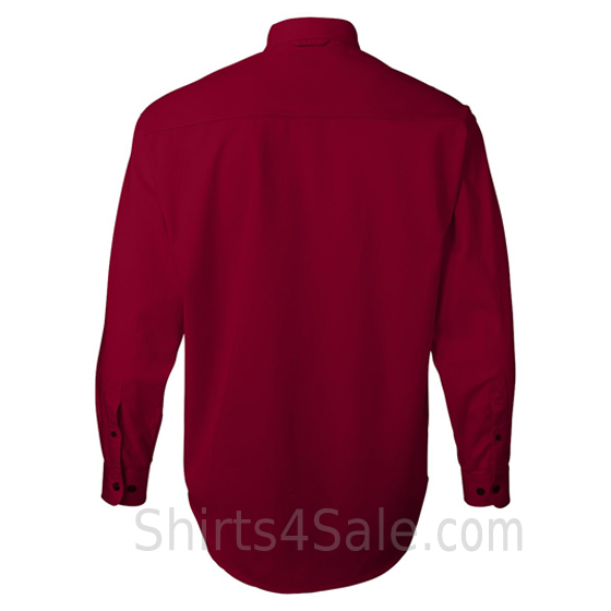 red long sleeve men's cotton dress shirt back view