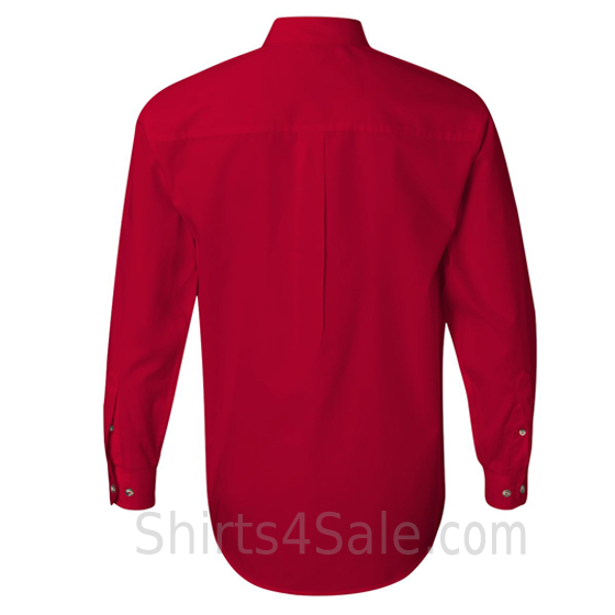 red long sleeve stain Resistant mens dress shirt back view