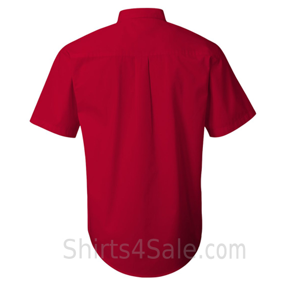 red short sleeve stain resistant dress shirt back view