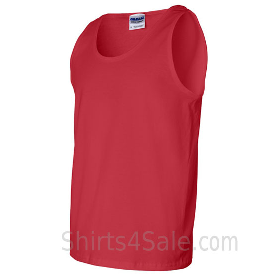red ultra cotton mens tank top side view