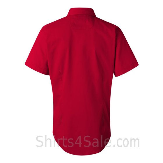 Red Women's Stain Resistant Short Sleeve Shirt back view