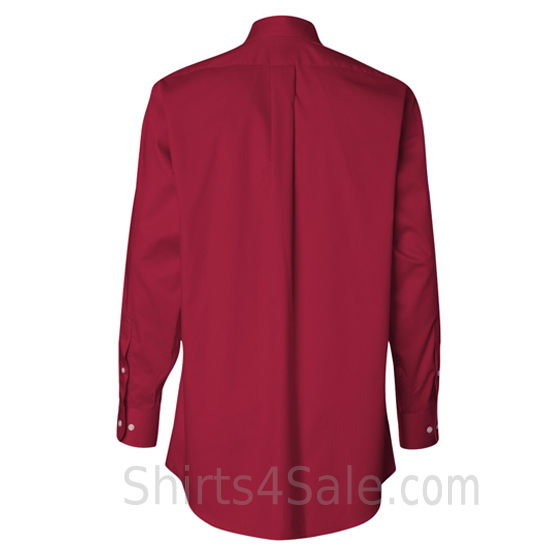 scarlet red long sleeve men's fashion twill dress shirt back view