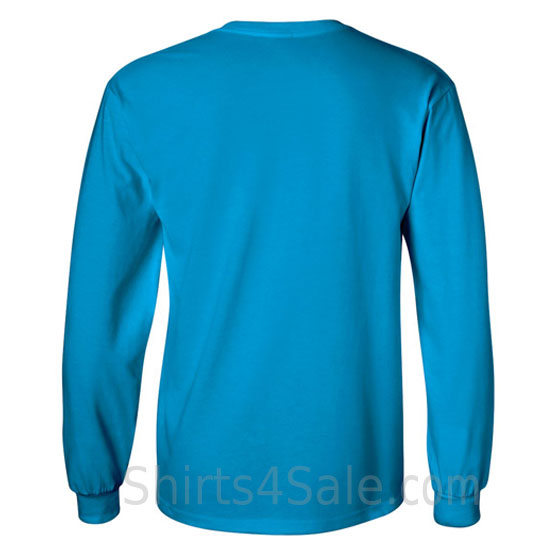 sky blue cotton long sleeve mens tee shirt back view