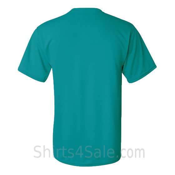teal performance t shirt for men back view
