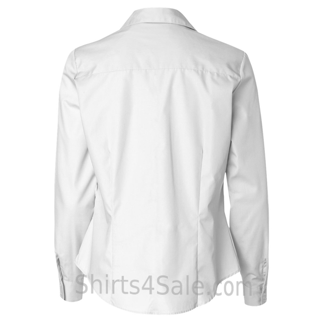 White Ladies Silky Poplin Dress Shirt back view