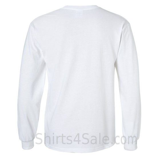 white cotton long sleeve mens tee shirt back view