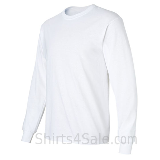 white cotton long sleeve mens tee shirt side view