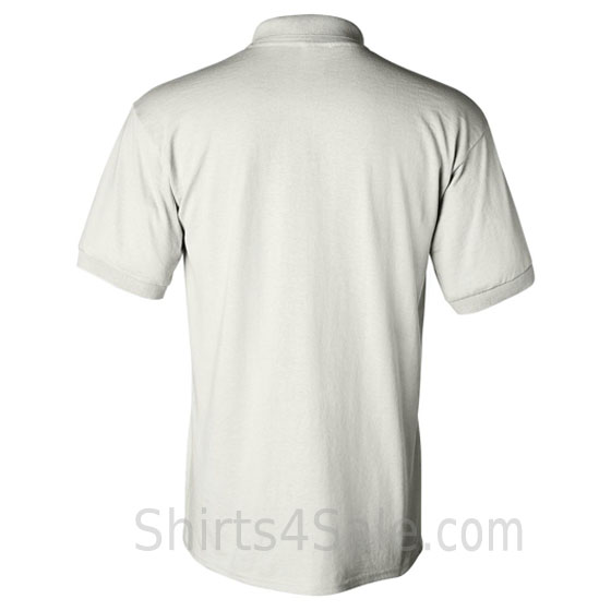white dry blend jersey mens sport polo shirt back view