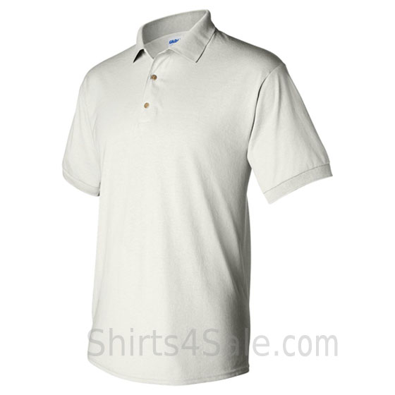 white dry blend jersey mens sport polo shirt side view