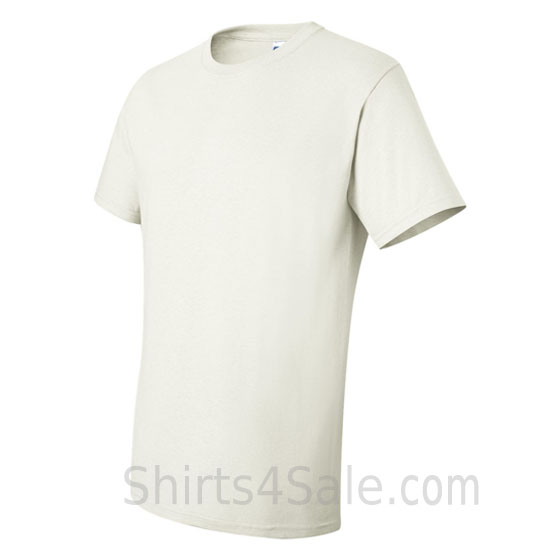 white heavyweight durable fabric mens tshirt side view