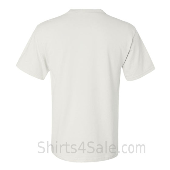 white heavyweight durable fabric men's tshirt with a pocket back view