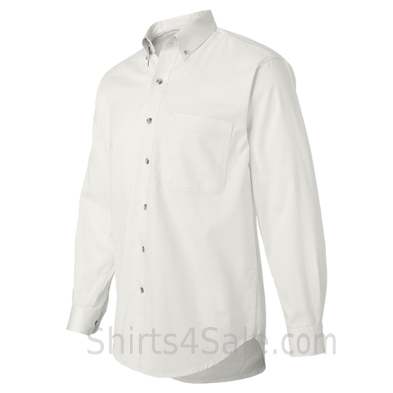 white long sleeve men's cotton dress shirt side view