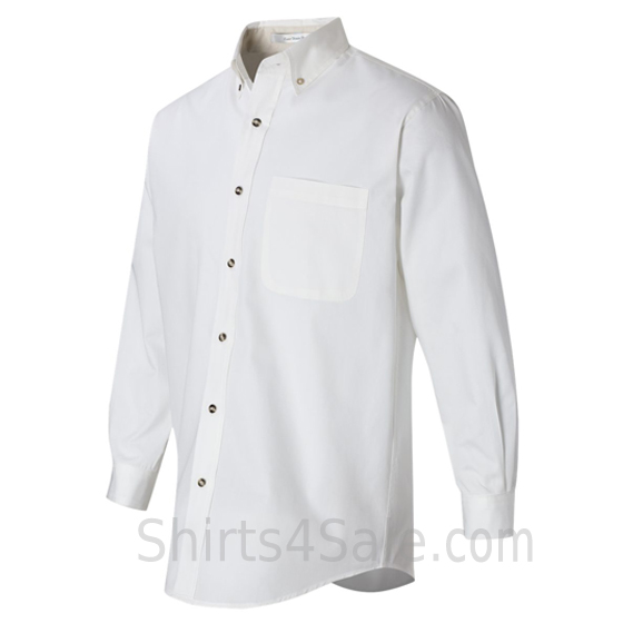 white long sleeve stain Resistant mens dress shirt side view