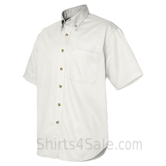 white short sleeve men's cotton dress shirt side view