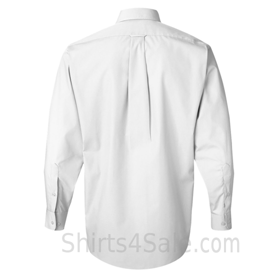 white silky poplin collared shirt back view