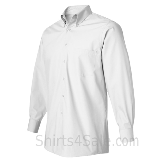 white silky poplin collared shirt side view